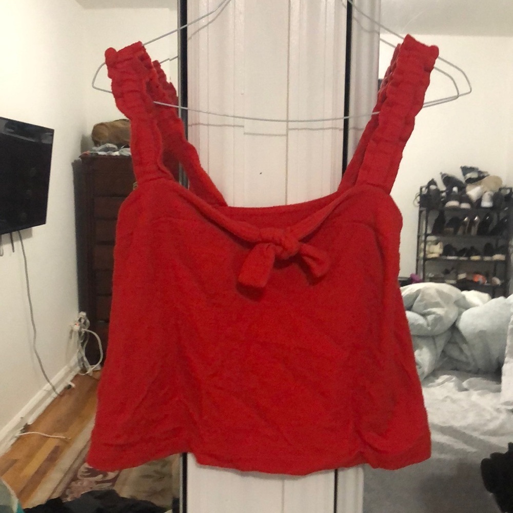 Madewell tie front tank top in red S